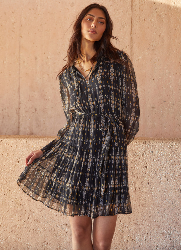 Long Sleeve Tiered Dress Print
